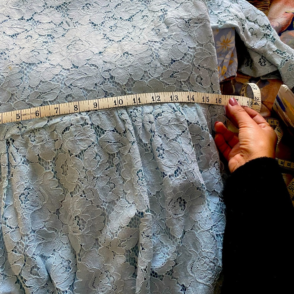 Large-Vintage Lacey dusty blue midi dress